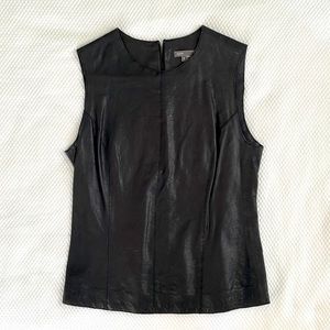 VINCE Black Leather - Sleeveless Top - Size 8